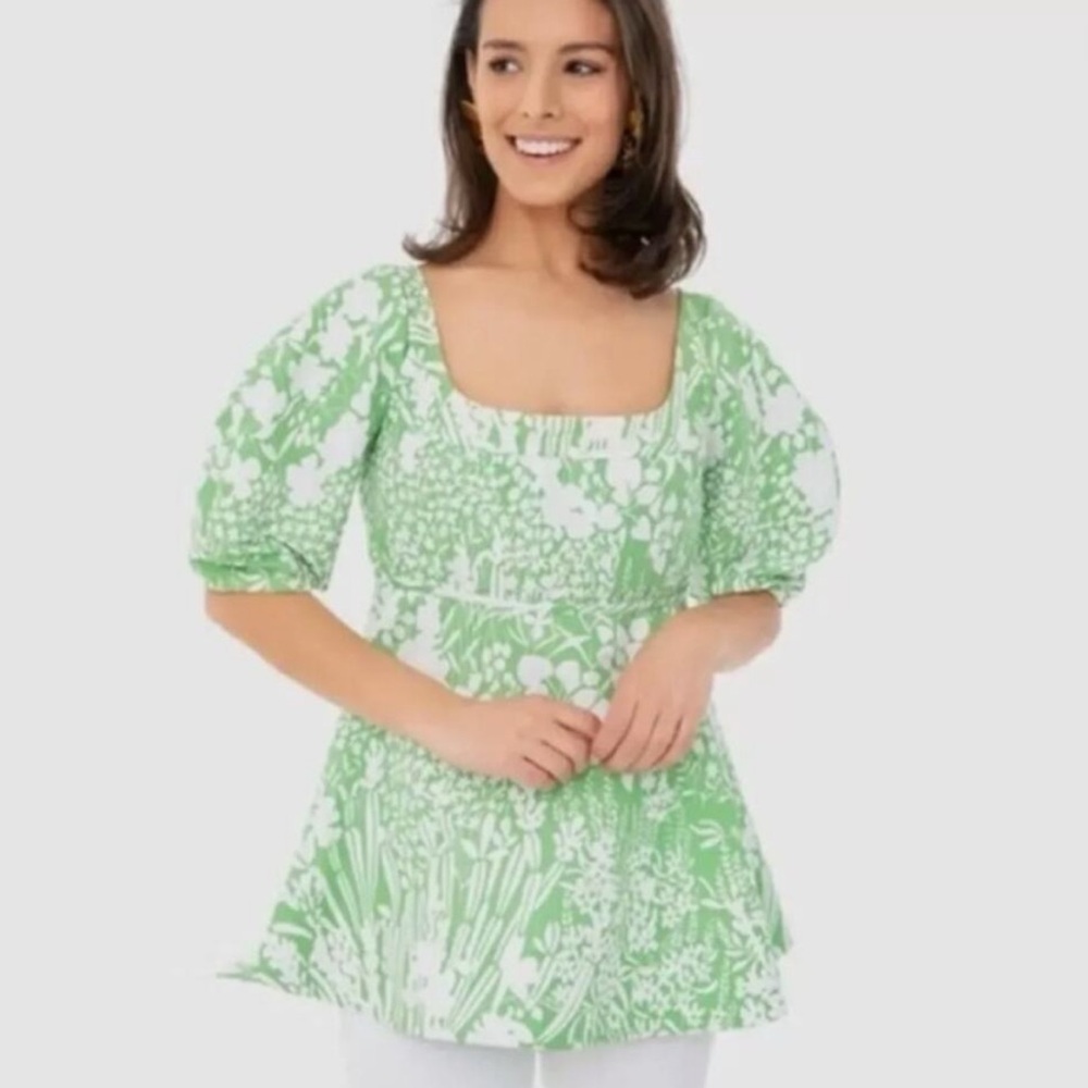 Tuckernuck Nealy Green White Floral Top New With Tags